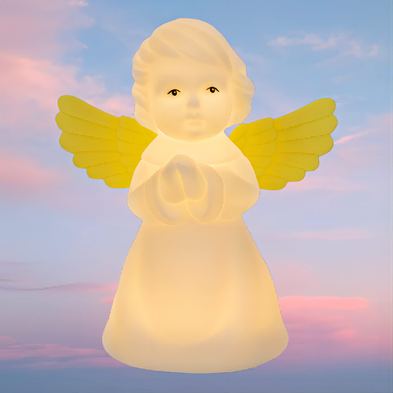 Myratts Cute Angel Night Light - 8 Color Changing USB Rechargeable Super Soft Silicone Touch Control Lamp for Kids & Adults | Perfect for Bedroom Decor, Sleep Aid, Birthday, Easter & Christmas Gifts | Kawaii Room Decor for Nursery, Dorm & Home