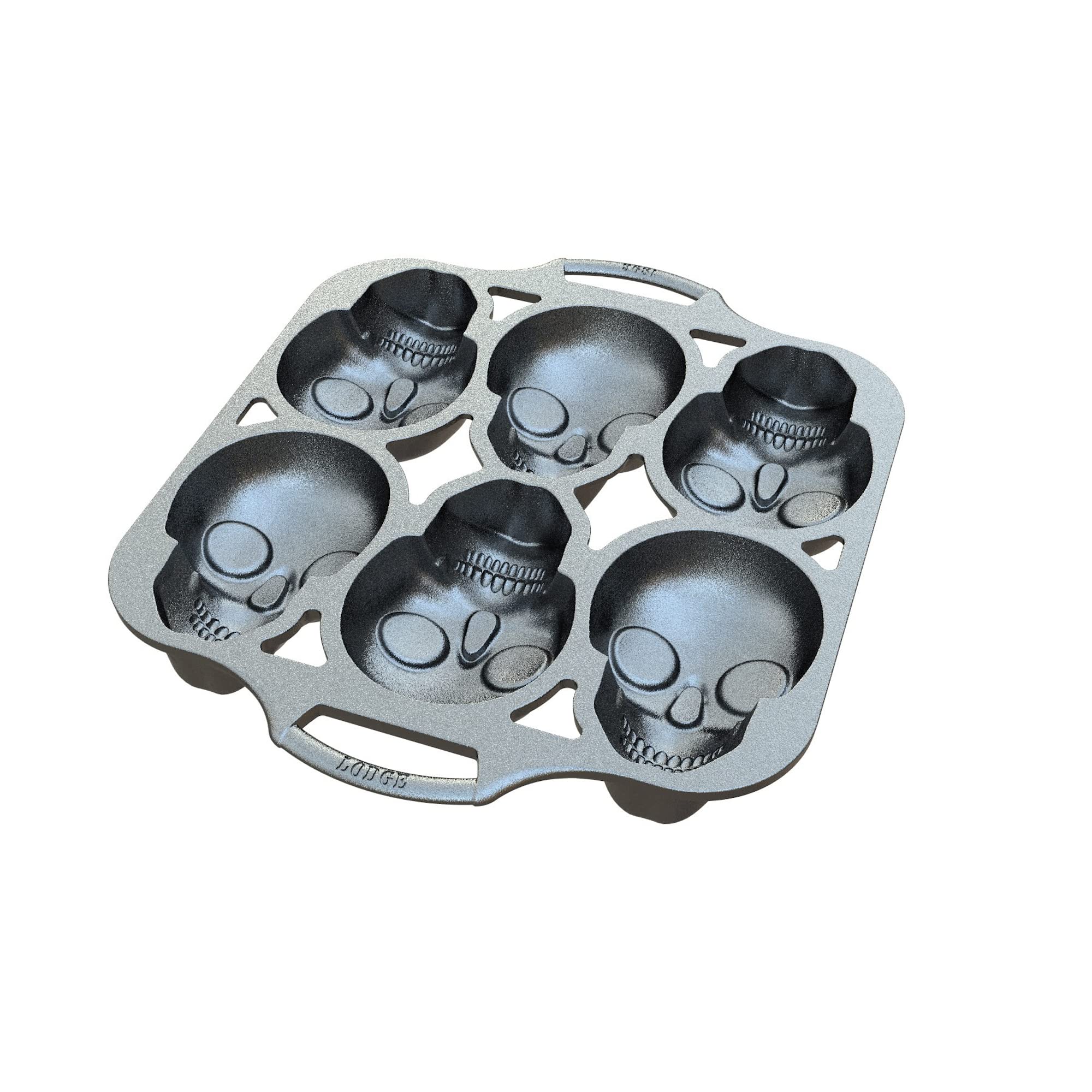 Lodge Pre-Seasoned Cast Iron Skull Mini Cake Pan - Perfect for Halloween, Gothic Baking, and Unique Dessert Presentation