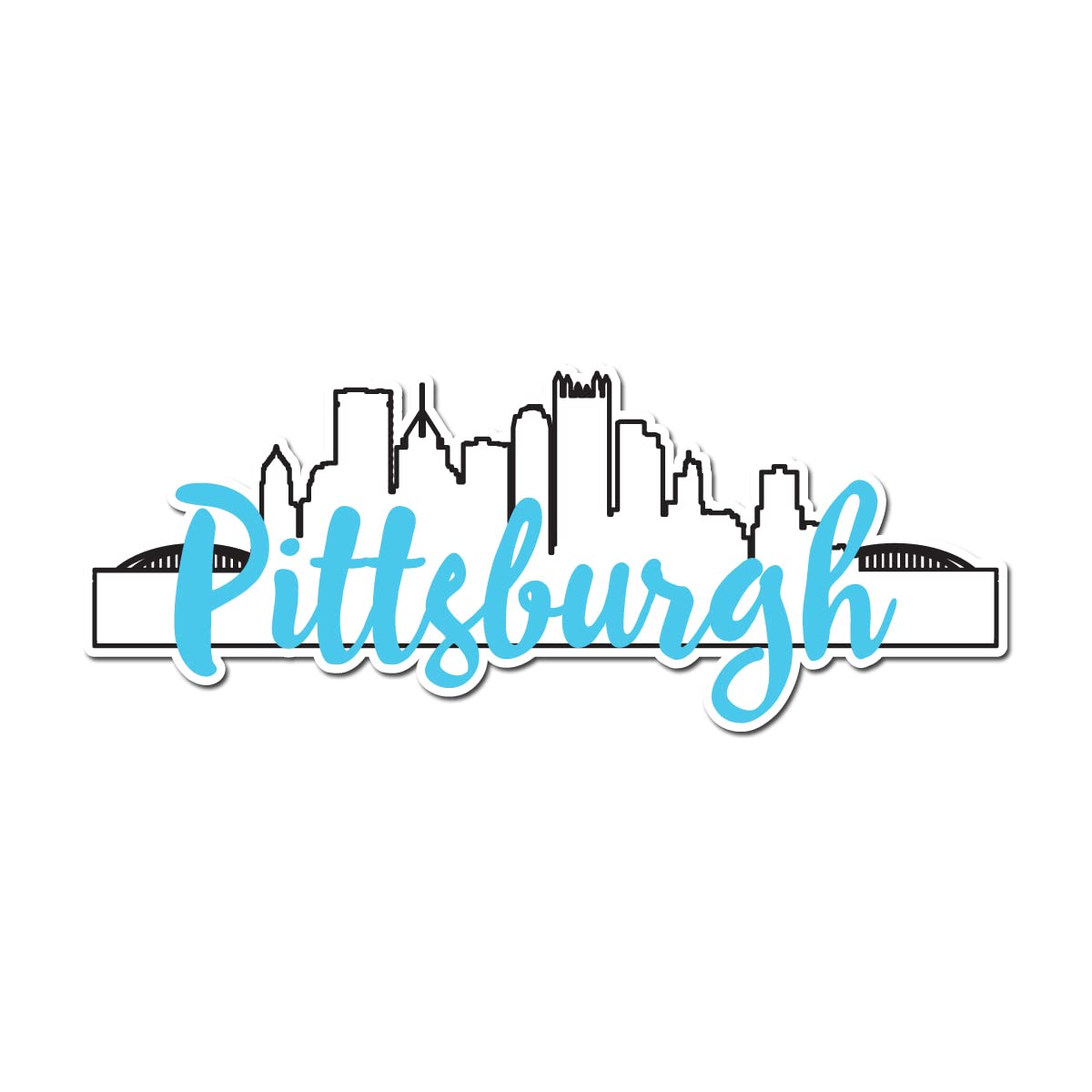 Pittsburgh Pennsylvania City Skyline 6 Inch Full Color Vinyl Decal - Milk Mug Designs - Perfect for Coffee Mugs, Tumblers, and DIY Home Decor