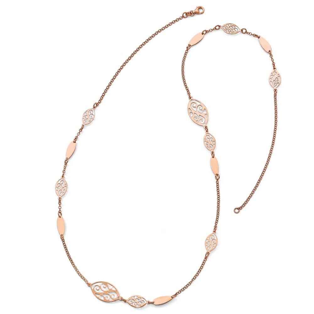 Elegant Sterling Silver Rose Gold-Plated Filigree Necklace for Women | Perfect for Weddings, Anniversaries & Date Nights