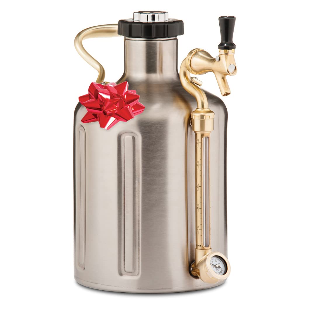 GrowlerWerks uKeg 128 oz Stainless Steel Carbonated Beer Growler - Perfect Gift for Beer Enthusiasts | Home Brewing, Parties, Camping & Outdoor Adventures