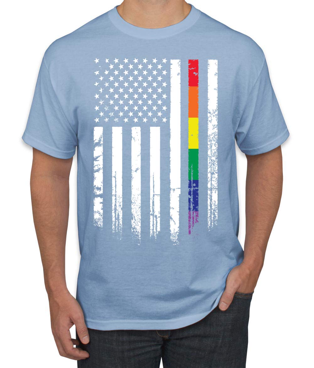 USA Gay Pride Rainbow American Flag LGBT Pride Men's Graphic T-Shirt - Comfortable Cotton Tee for Pride Parades, LGBTQ+ Events & Everyday Wear