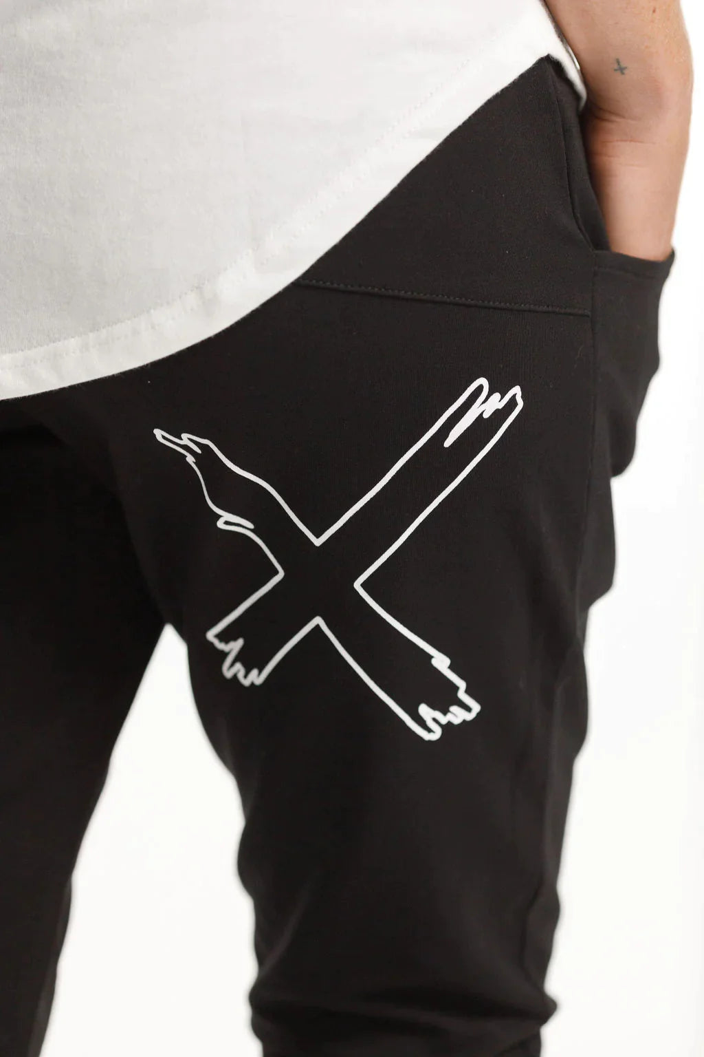 Apartment Pants for Women - Winter Weight Fleece Lounge Pants with Black & White X Outline Design - Cozy Homewear for Relaxing, Lounging & Sleeping