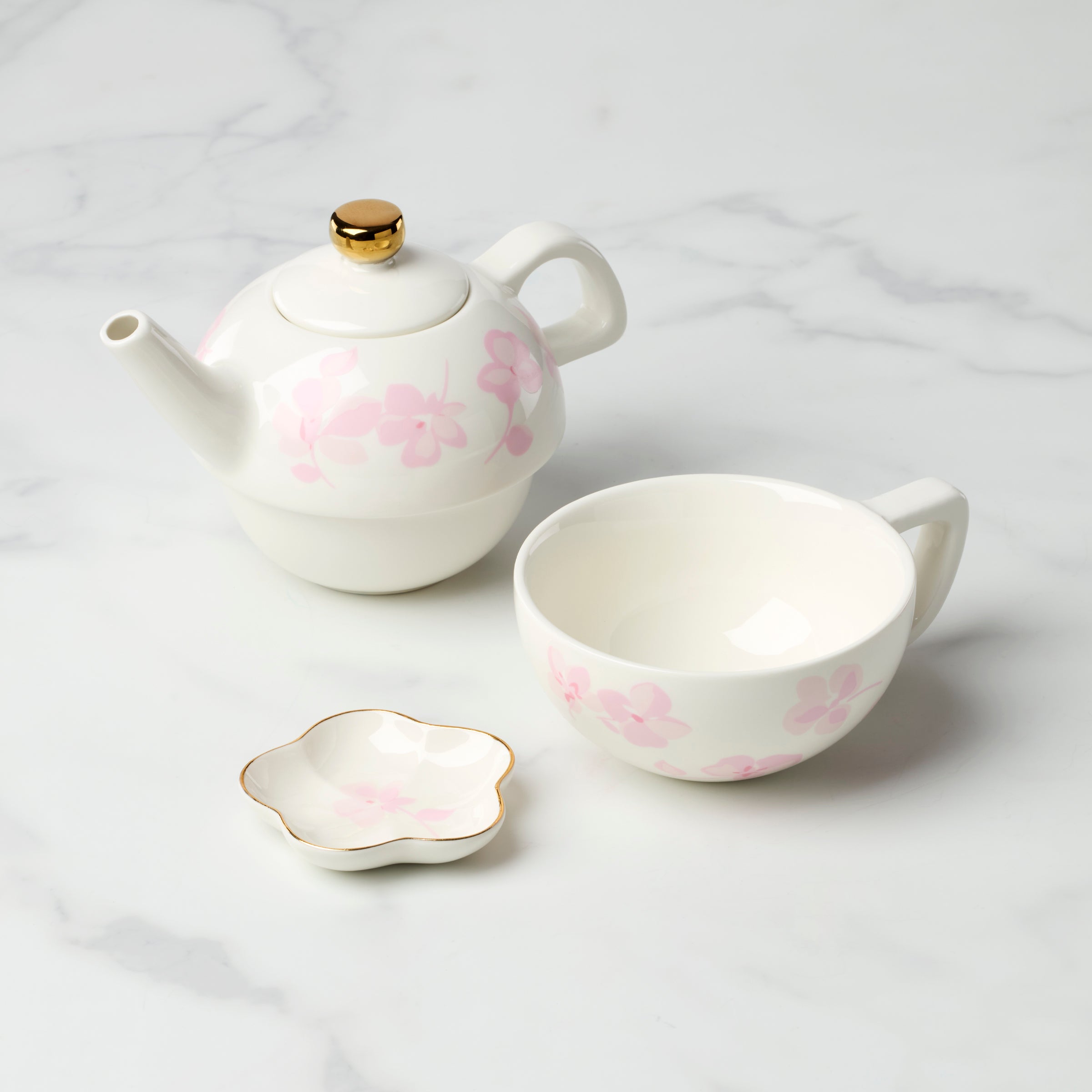 Spring Pansies Tea Set for One - Porcelain Teacup with Infuser and Tea Bag Holder - Perfect for Afternoon Tea, Gifts & Relaxation