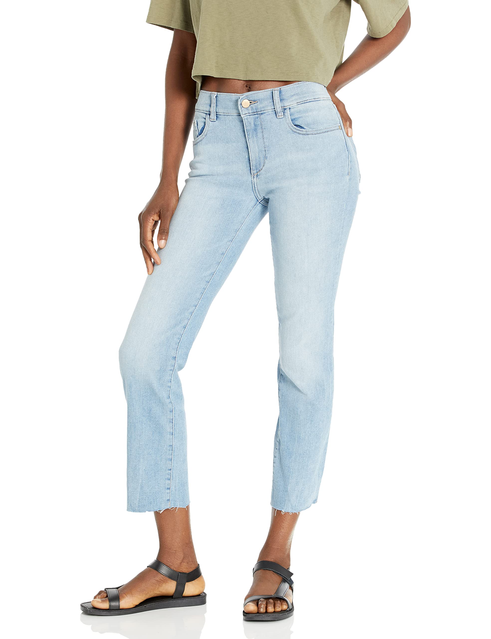 DL1961 Women's Mara Dark Wash Ankle Straight Leg Jeans - Slim Fit Denim Pants for Casual Wear & Everyday Outfits