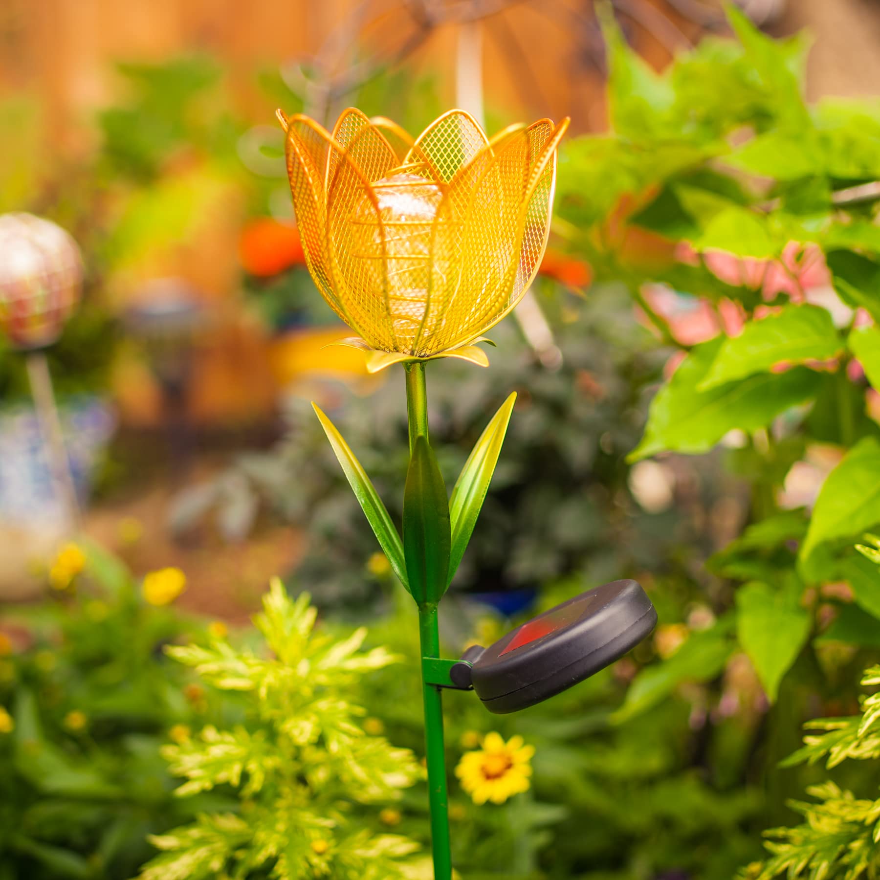 Solar LED Yellow Flower Garden Stake - Waterproof Outdoor Decorative Light for Yard, Lawn, Patio, Deck, Pathway, Pond & Backyard | Perfect for Landscape Lighting, Garden Decor & Nighttime Ambience