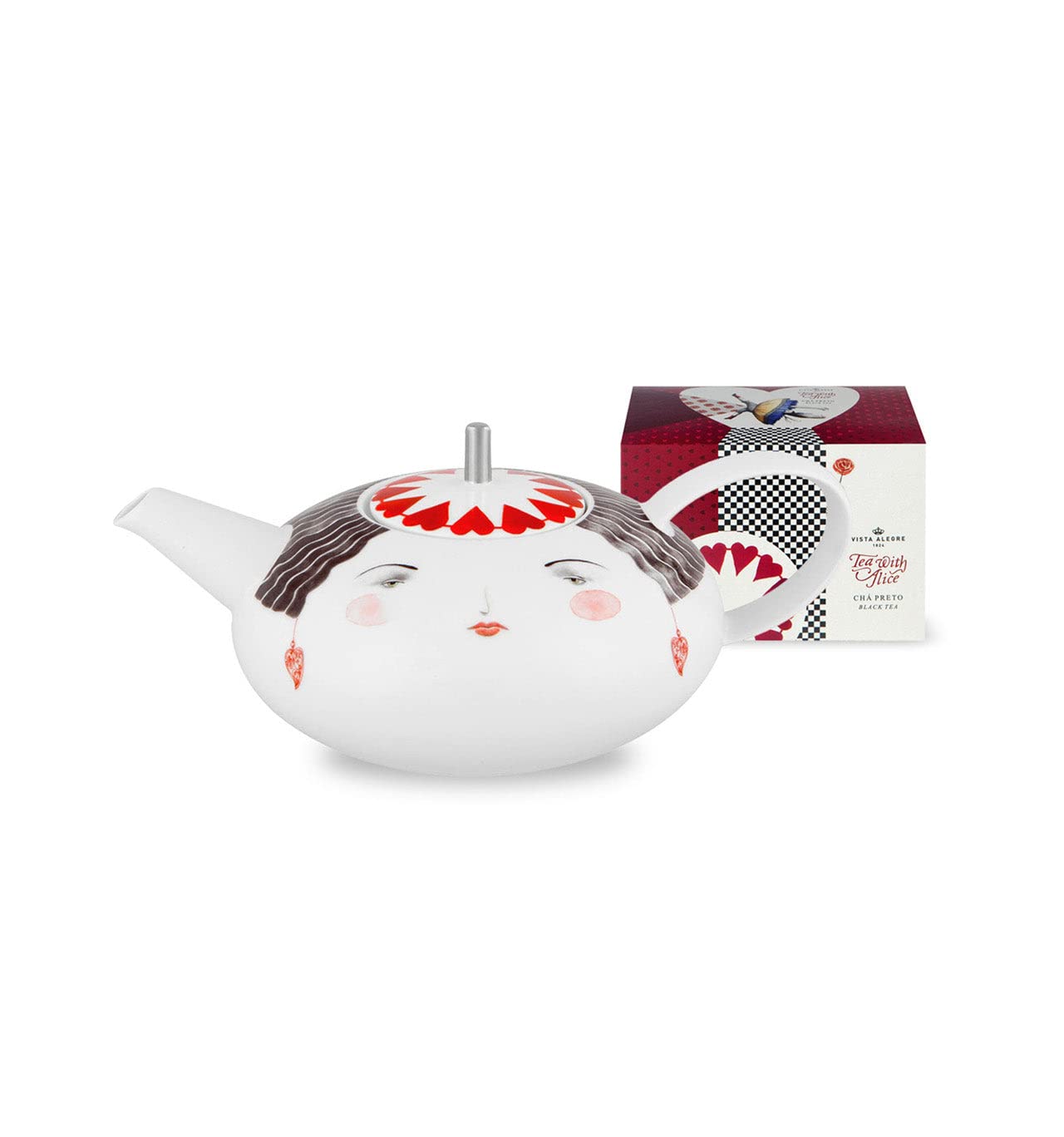 Vista Alegre Alice in Wonderland Tea Set with Teapot & Black Tea - Whimsical Afternoon Tea Party Collection for Disney Fans & Home Decor