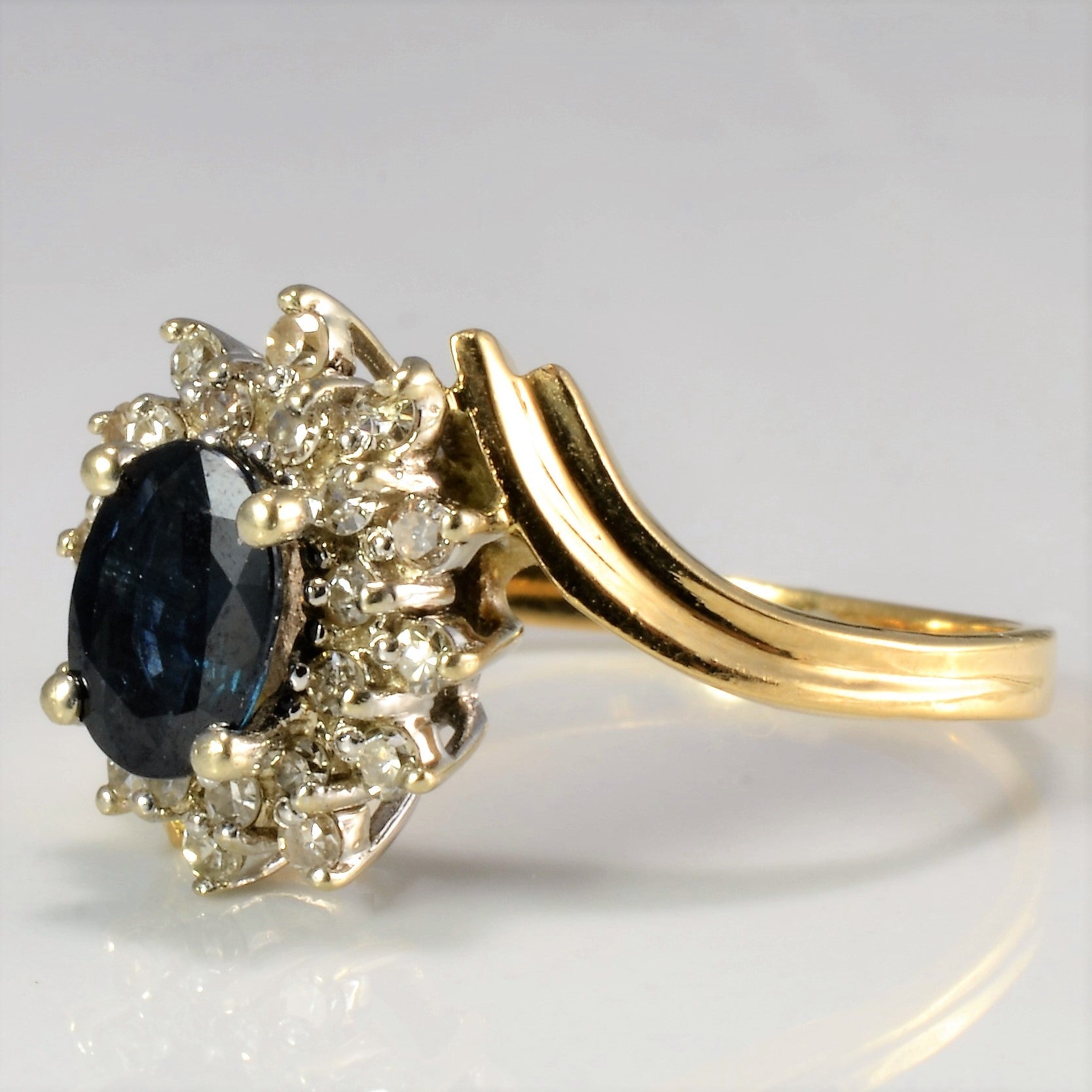 Sapphire Halo Bypass Ring 0.27 Carat Total Weight Size 6.5 - Elegant Engagement & Wedding Ring for Women | Perfect for Proposals, Anniversaries & Special Occasions