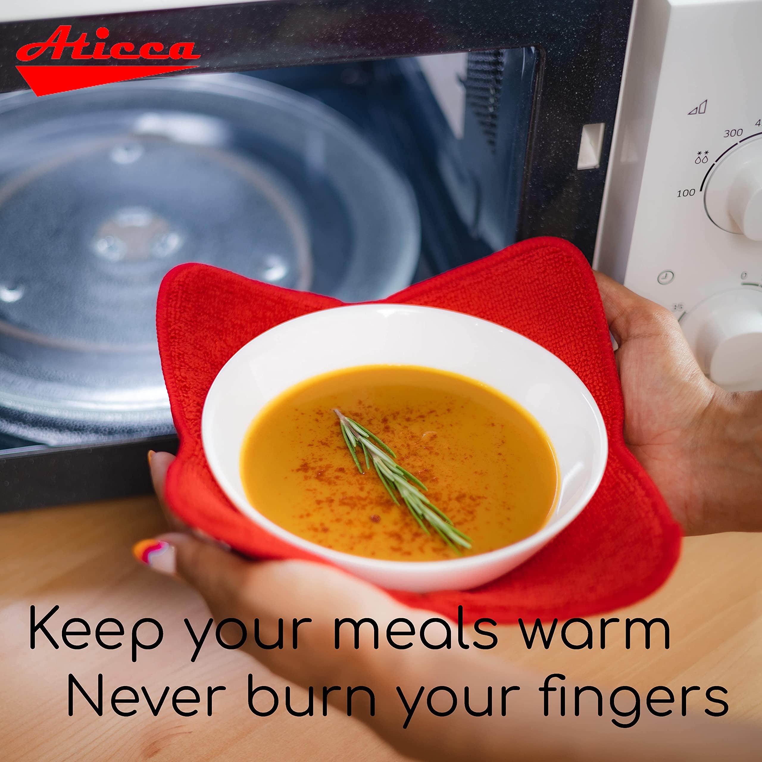 Microwave Bowl Holders Set - Heat Resistant Red & Black Silicone Grips for Safe Cooking & Serving - Perfect for Microwave, Oven & Kitchen Use