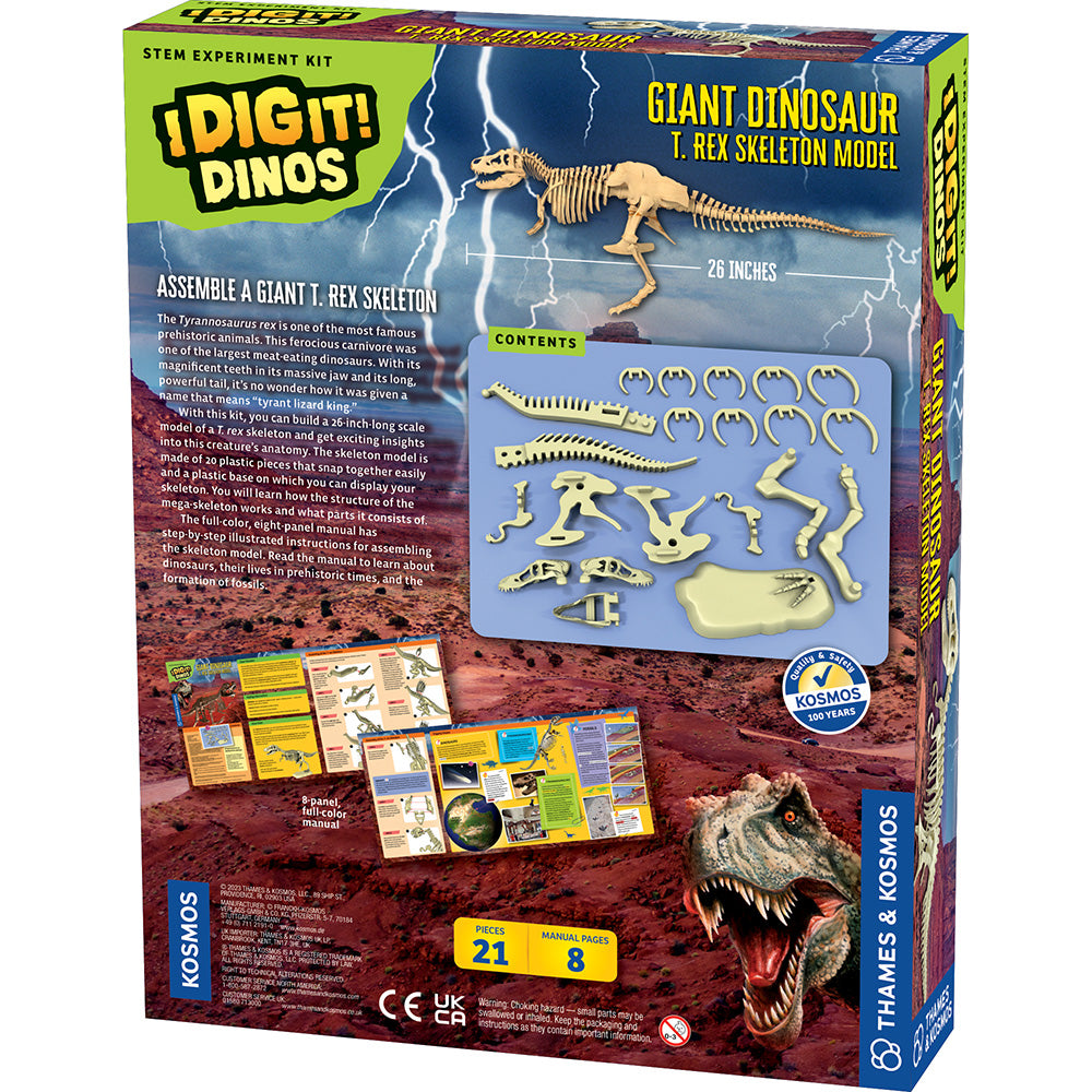Giant Dinosaur Skeleton Kit - 3D DIY T-Rex Fossil Model for Kids & Adults - STEM Educational Toy for Classroom, Birthday Party & Home Decor
