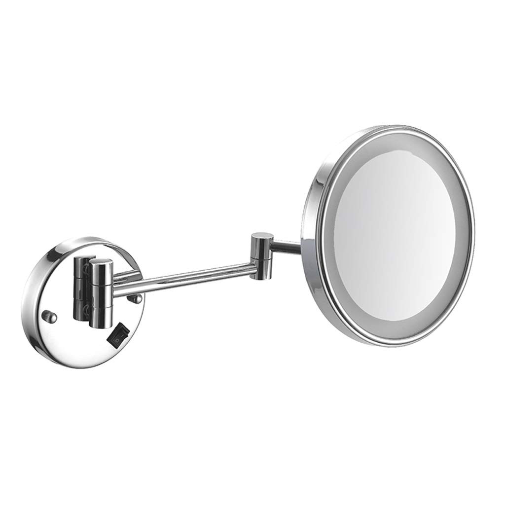 8 Inch Wall Mounted Makeup Mirror with 3X Magnification & LED Lights - Adjustable Extendable Bathroom Mirror for Shaving, Vanity & Hotel Use - UK Plug Included