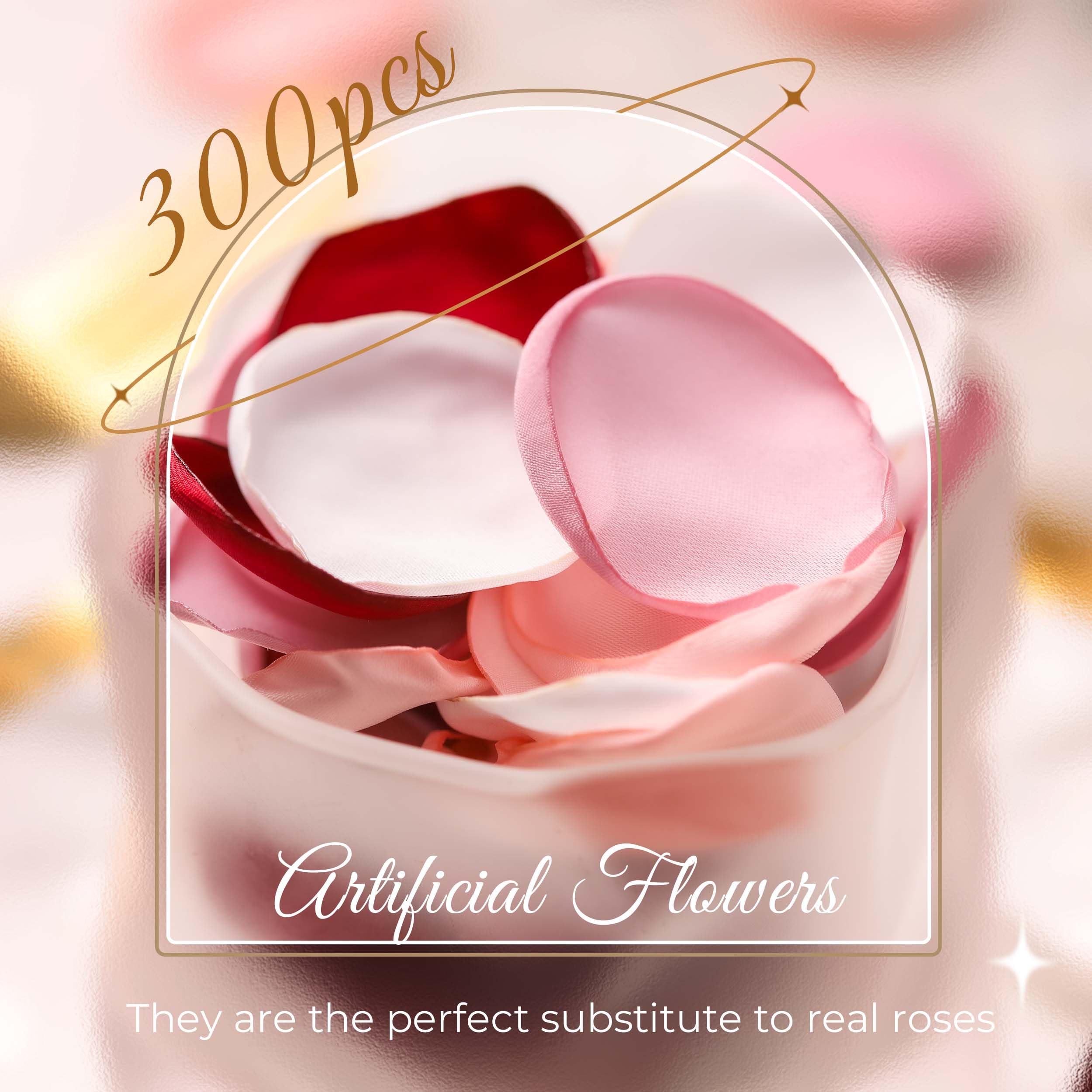 300pcs Artificial Silk Rose Petals - Realistic Flower Girl Scatter for Wedding Aisle, Centerpieces, Table Confetti, Party Favors & Home Decoration - Perfect for Weddings, Baby Showers, Romantic Events & DIY Crafts