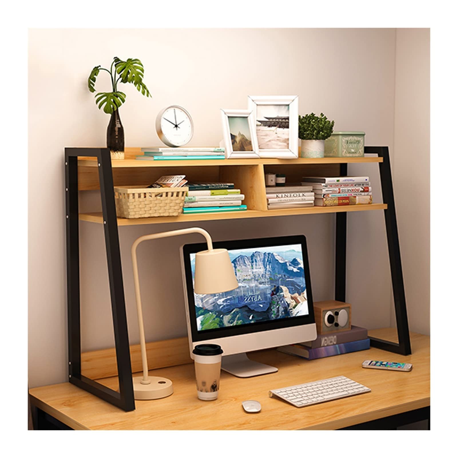 TOMYEUS Trapezoidal Bookshelf - Multifunctional Desktop Organizer for Office, Home & Study | Space-Saving Storage Shelf for Books, Files, Decor & Office Supplies | Perfect for Workspace, Dorm & Living Room Organization
