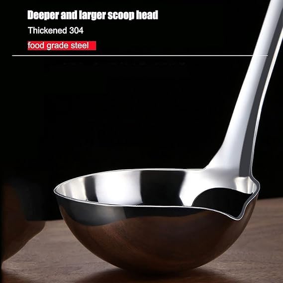 GNOLY Stainless Steel Oil Separator Soup Ladle - Grease Strainer Skimmer Spoon for Cooking, Hot Pot, Soup & Broth - Fat Separator for Kitchen, BBQ & Deep Frying (1Pcs)