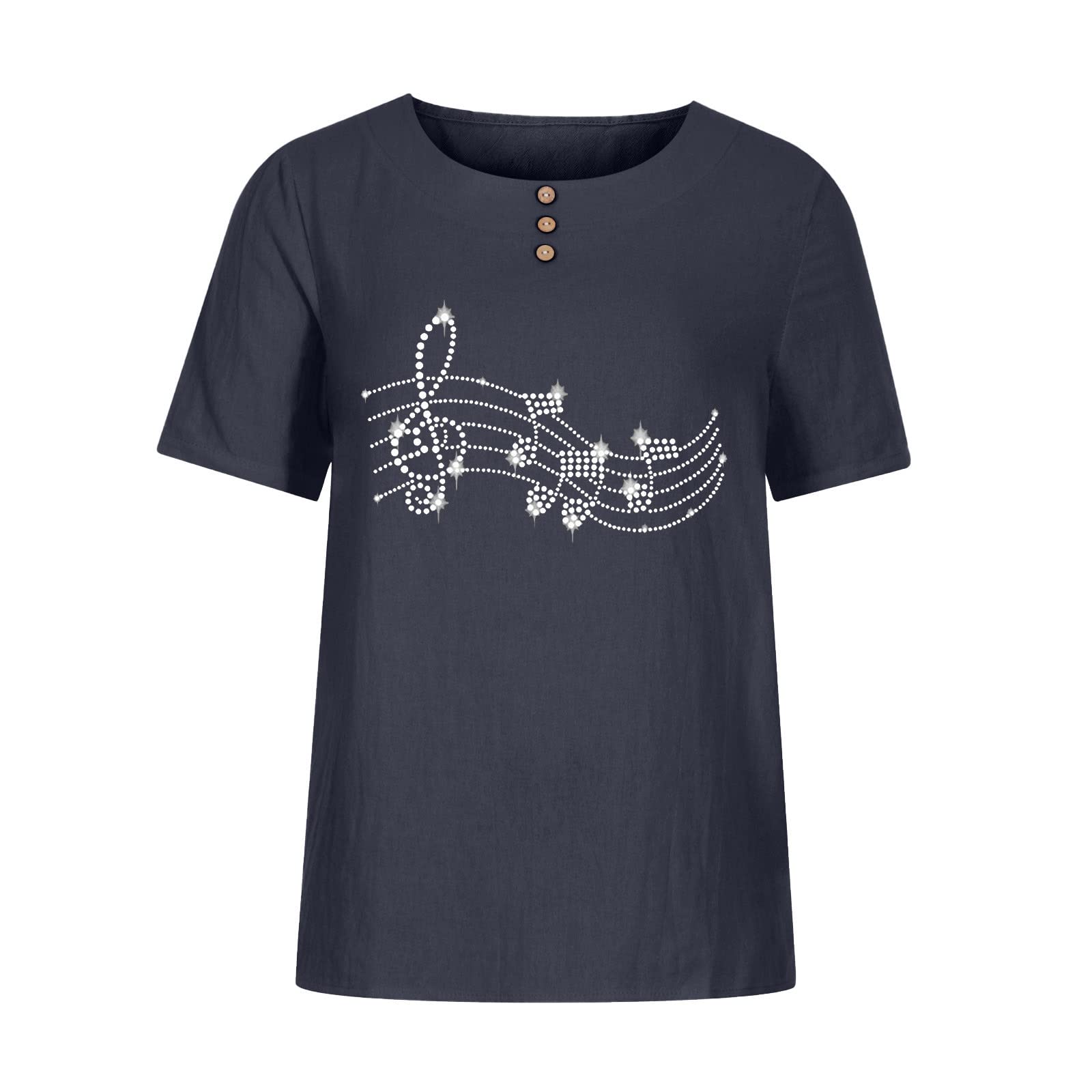 Women's Business Casual Tops - Short Sleeve Button Up Linen Shirts with Scoop Neck | Summer Blouses for Office & Casual Wear
