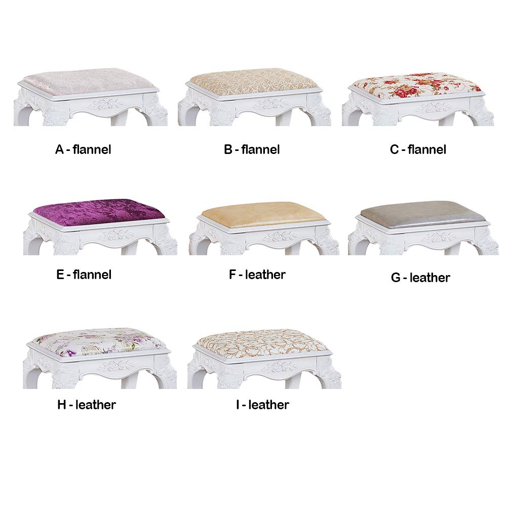 European Vanity Stool - Baroque Style Upholstered Makeup Chair with Steel Legs & High-Resilience Sponge for Dressing Room, Living Room, Bedroom | Perfect for Makeup, Piano Bench, Restaurant Seating & Home Decor