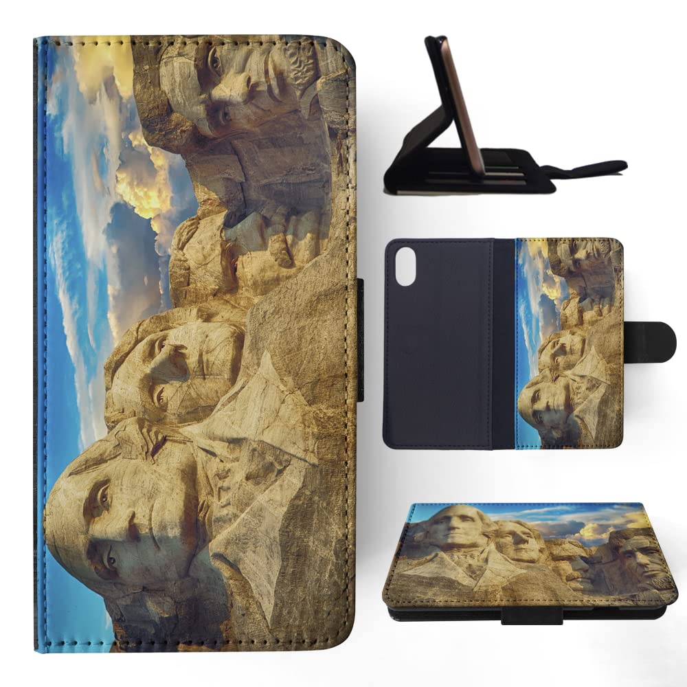 Mount Rushmore Face Flip Wallet Phone Case for Apple iPhone X & Xs - Multicolor Design | Stylish & Protective Cover for Everyday Use & Travel