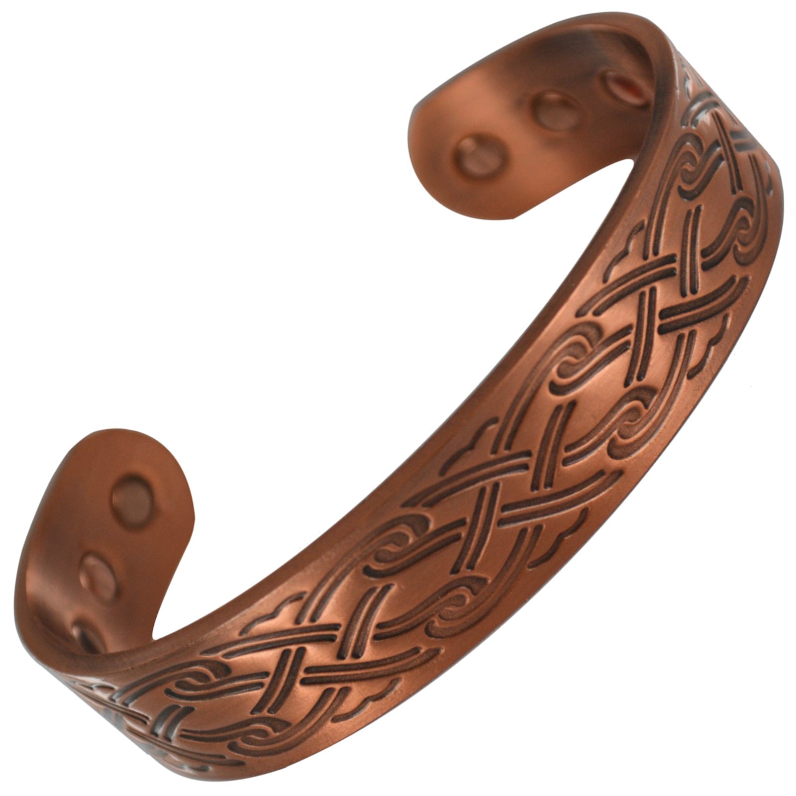 Stargems® Pure Copper Magnetic Bracelet with 6 Magnets - Celtic Tribal Waves Design for Men & Women - Adjustable Cuff Wristband with Velvet Gift Pouch - Perfect for Pain Relief, Wellness & Fashion Accessory