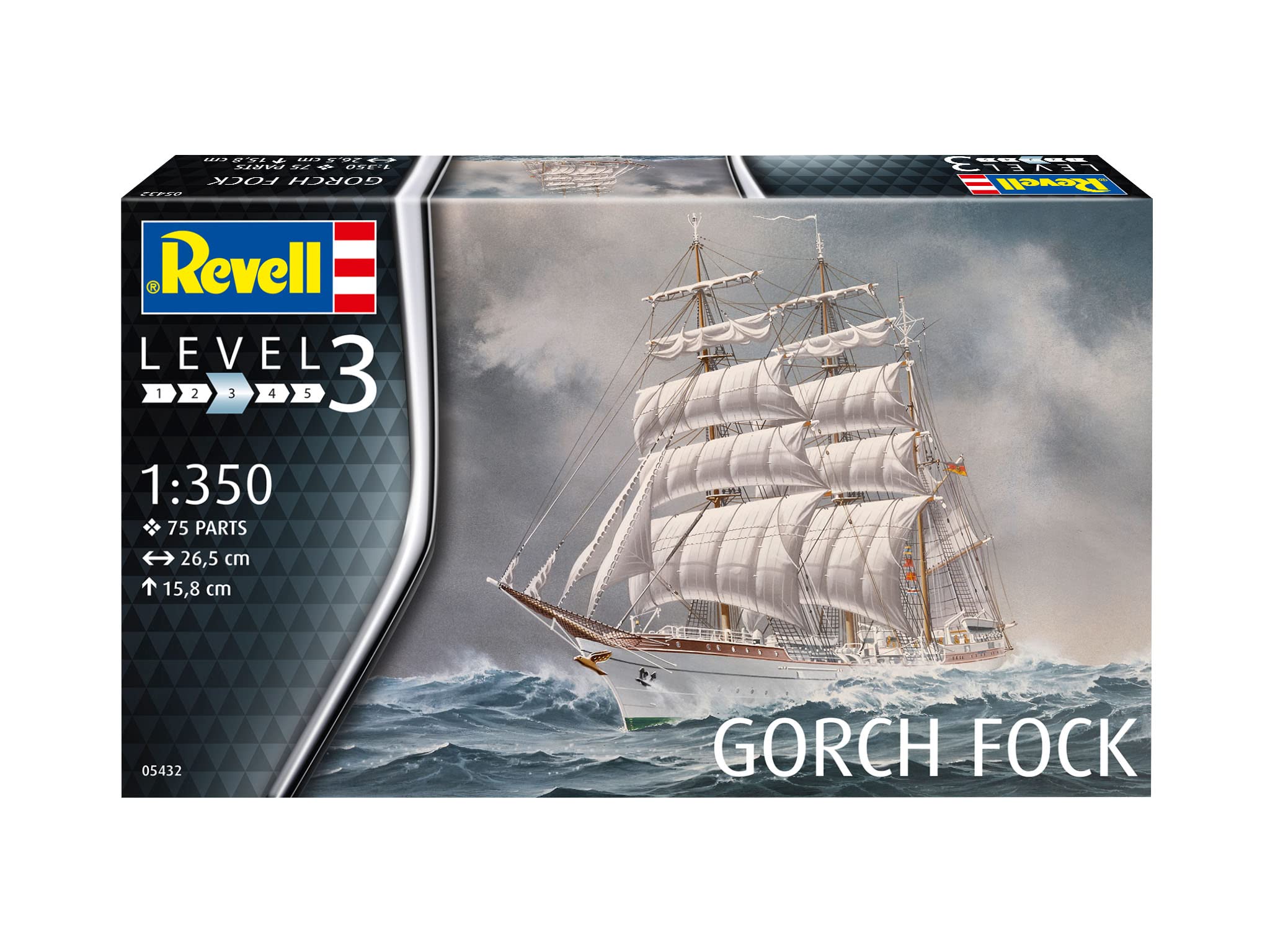 Revell RV05432 1:350 Scale Gorch Fock Unpainted Model Ship Kit - Perfect for Collectors, Hobbyists & Historical Ship Enthusiasts
