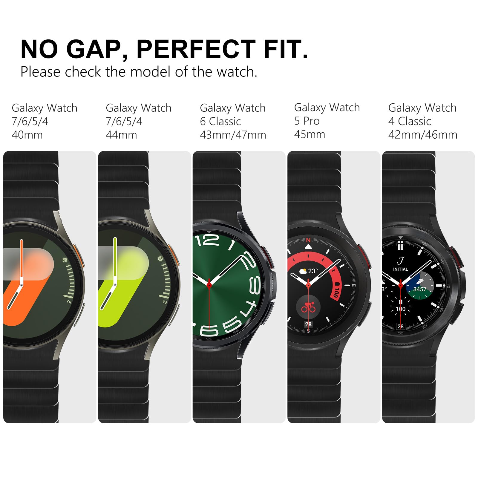 Fullife Compatible with Samsung Galaxy Watch 6 Classic Band 47mm, Galaxy Watch 5 Pro/6/5/4 & Watch 4 Classic Stainless Steel Metal Strap with Magnetic Clasp - No Gap Design for Men, Perfect for Workout, Office & Daily Wear