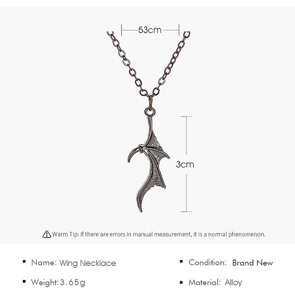 Stylish Demon Dragon Wing Love Heart Pendant Necklace for Women & Men - Couple Matching Jewelry Set, Valentine's Day Gift for Her/Him, Friendship & Family Necklace - Perfect for Anniversaries, Date Nights & Romantic Occasions