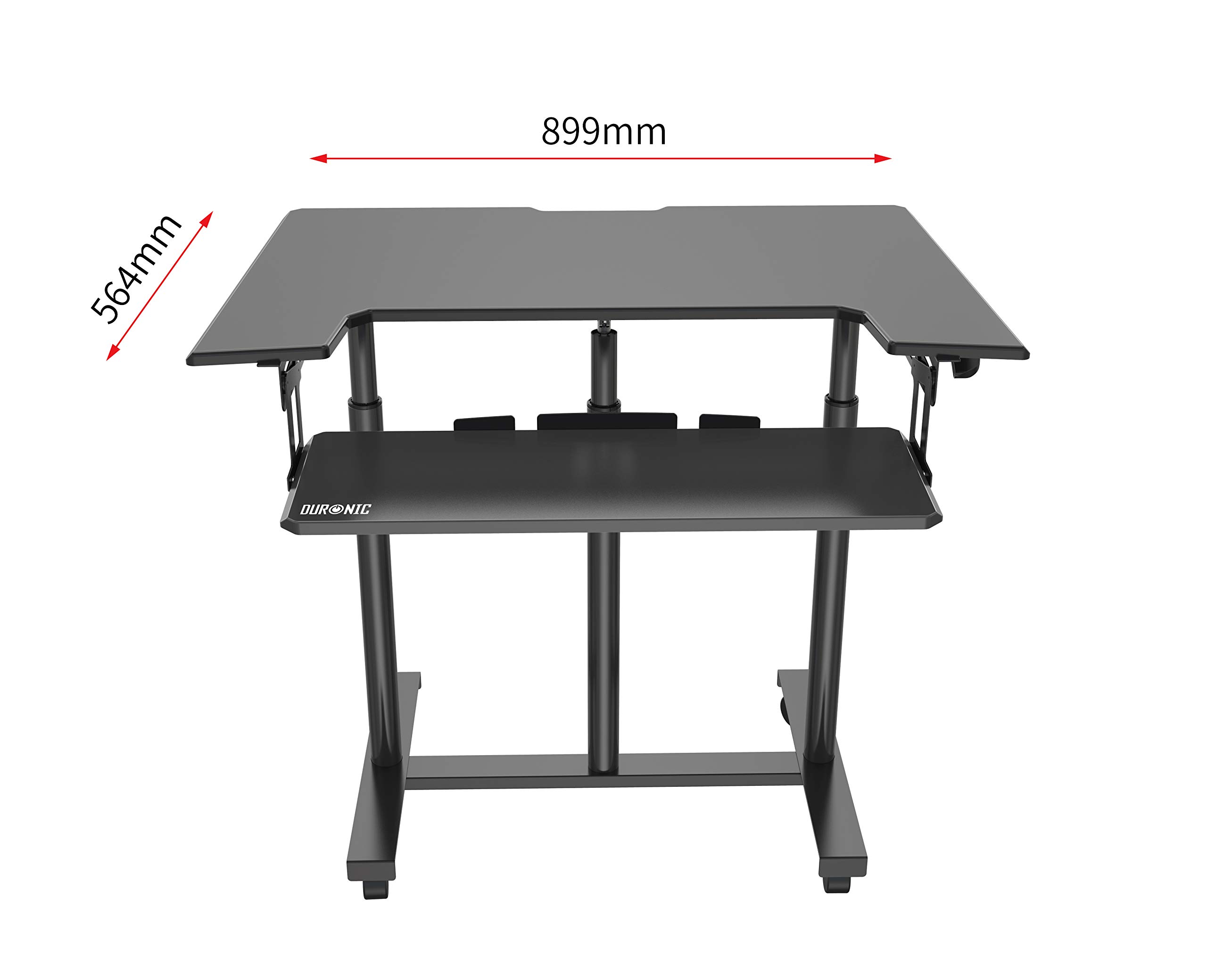 Duronic DM03ST1 Adjustable Sit-Stand Trolley Desk - Portable Standing Workstation with Keyboard Tray for Laptop & Monitor | Height Adjustable Computer Desk | Perfect for Home Office, Gaming & Workspace Ergonomics