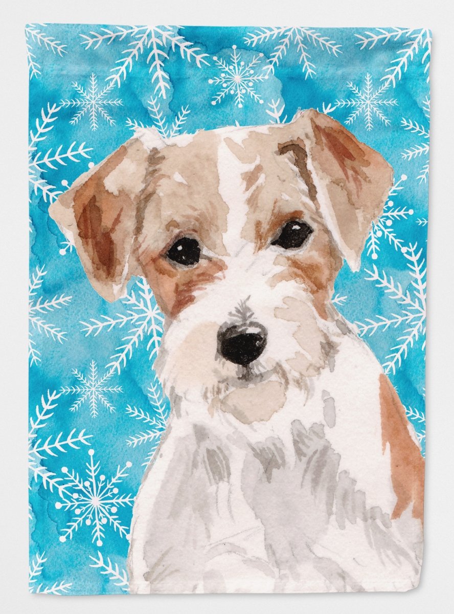 Wire Hair Jack Russell Winter Flag Canvas House Decor - Durable Outdoor & Indoor Dog Lover Gift for Christmas, Holidays, and Seasonal Home Decoration
