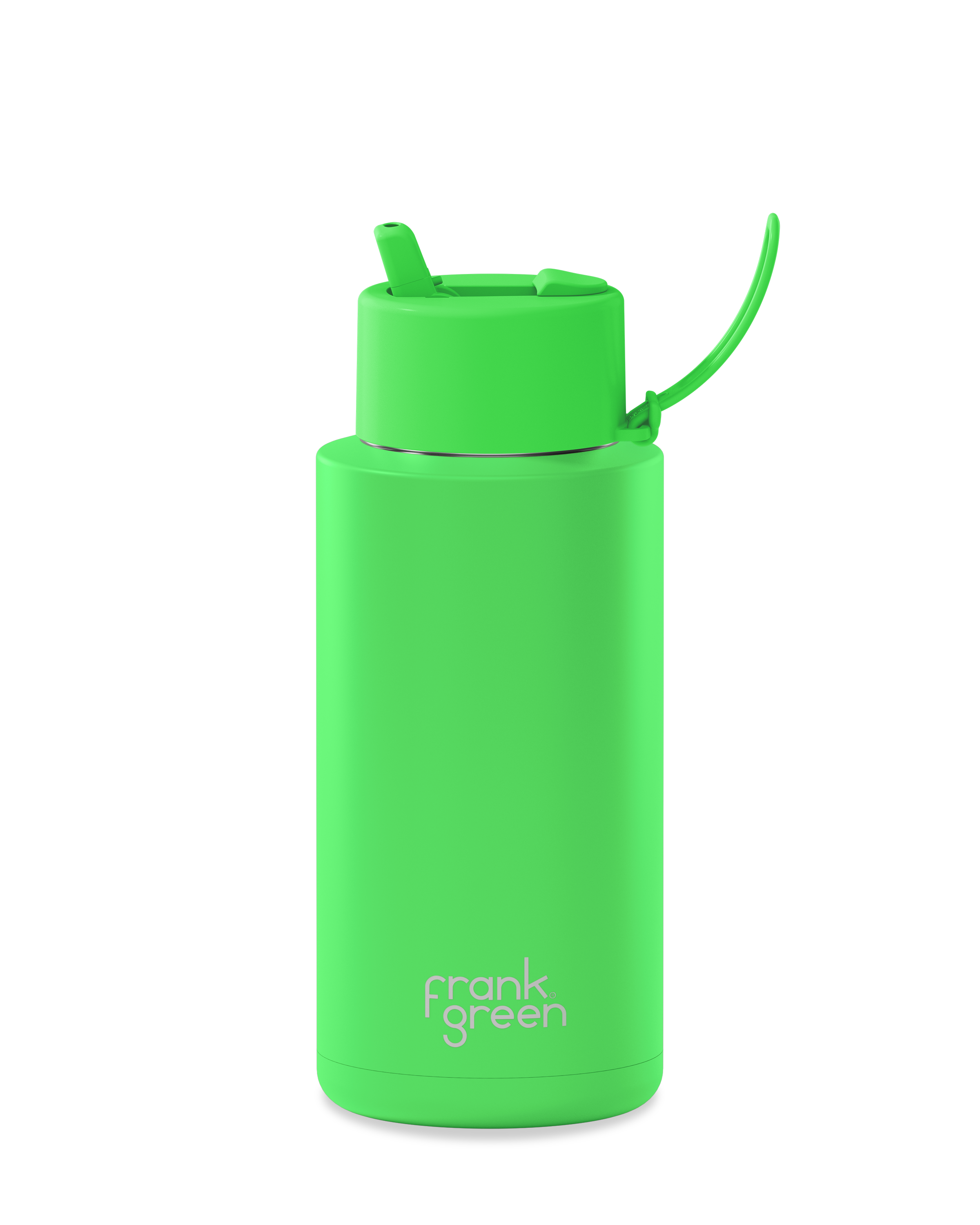 Eco-Friendly Ceramic Reusable Water Bottle 34oz (1000ml) - Vibrant Neon Green for Gym, Hiking & Everyday Hydration