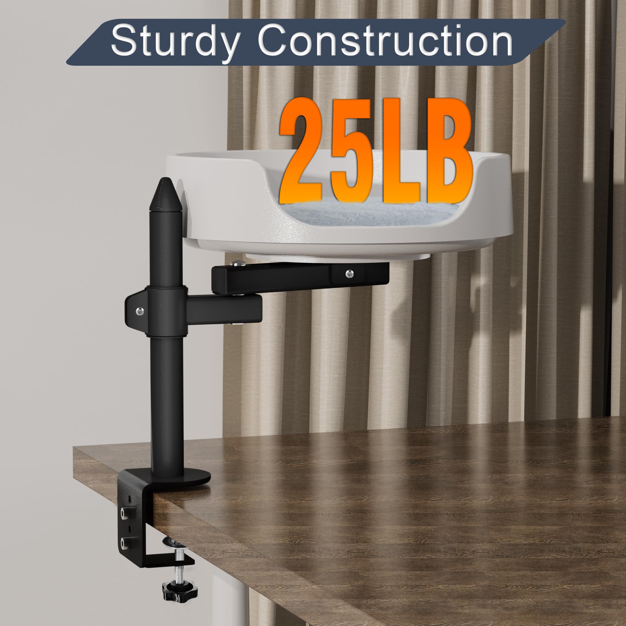Elevated Cat Bed for Desk - Rotatable 45° Cat House with Pet Cushions - Keep Your Kitten Close & Workspace Organized - Perfect for Home Office, Study or Small Spaces