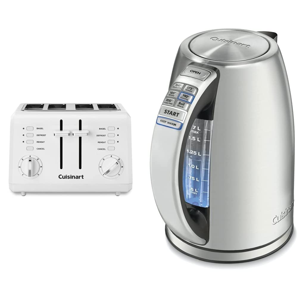 Cuisinart 4-Slice Toaster and Electric Kettle Combo Set - Perfect for Breakfast, Office, Dorm & Small Kitchen Appliances