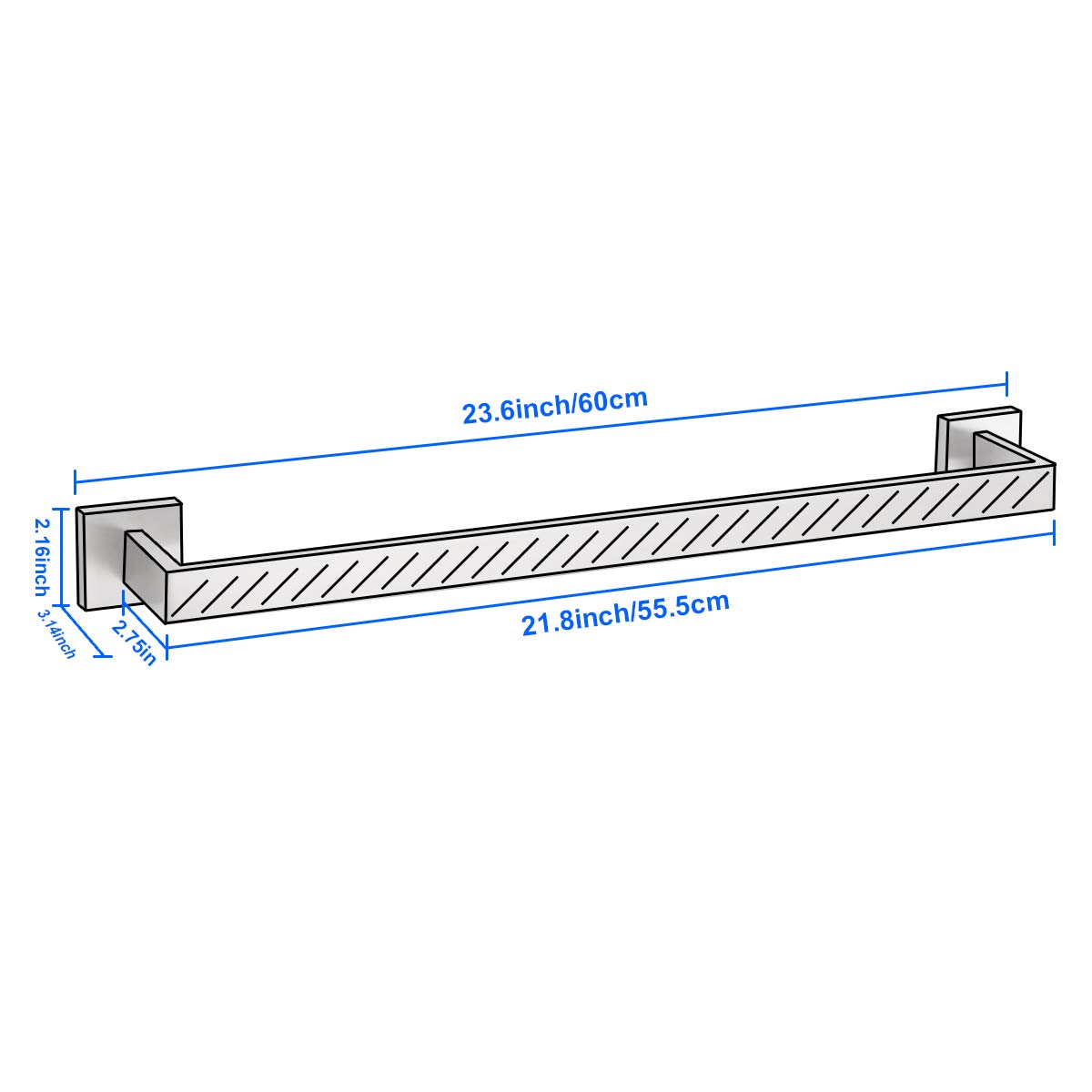23.6 Inch Brushed Nickel Towel Bar Rack - Premium SUS 304 Stainless Steel Bathroom Towel Holder - Heavy Duty Wall Mounted for Bathroom, Kitchen & Laundry Room - Rustproof & Durable Design for Daily Use