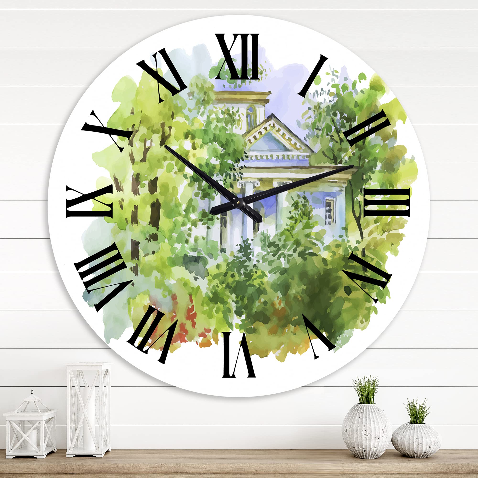 White House in The Woods Landscape Wall Clock - Large Traditional Wooden Wall Clock for Bedroom, Living Room & Office Decor - Perfect Rustic Home Décor for Nature Lovers