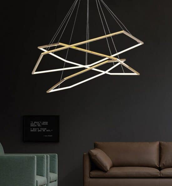 Laguuse Modern Polygonal Large Rings Pendant Lamp - Stylish Geometric Ceiling Light Fixture for Living Room, Bedroom & Dining Room Decor