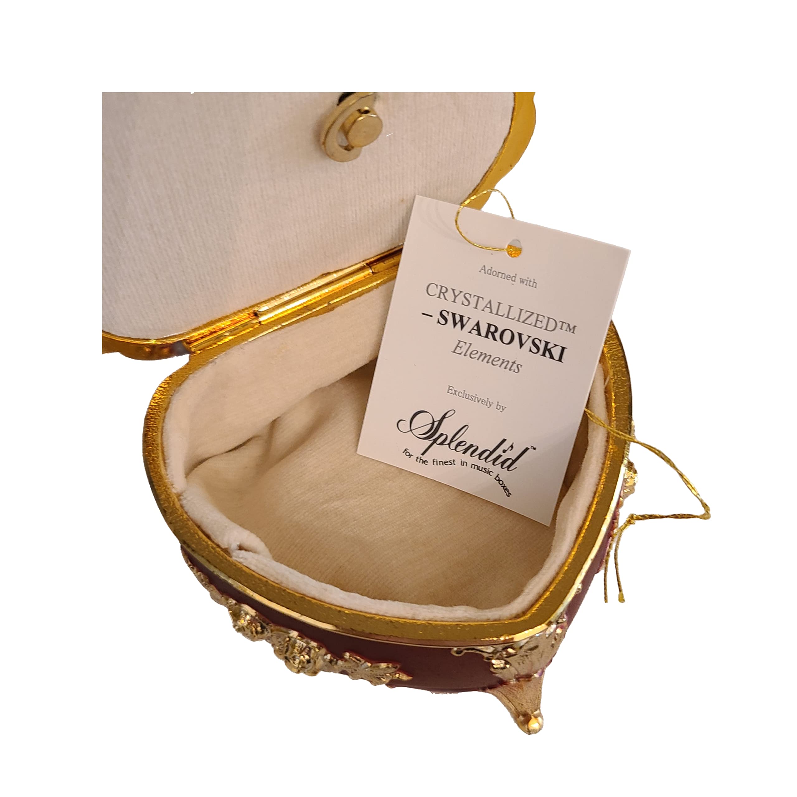 Elegant Red Heart Swarovski Crystal Cameo Music Jewelry Box with Bolero Melody - Perfect for Romantic Gifts, Wedding Favors & Home Decor