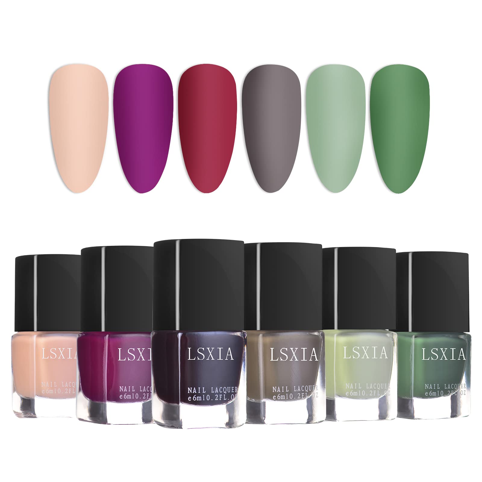 6 Colors Matte Nail Polish Set - Long Lasting Velvet Mist Effect, Waterproof Nail Art Kit for Fall & Winter (6ml/Bottle) - Perfect for Home Manicures, Party Nails, and Holiday Gift Giving