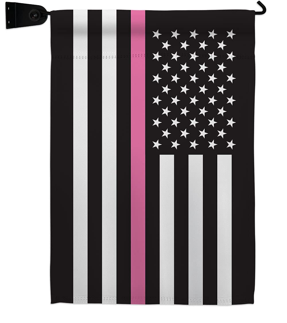 Thin Pink Line Garden Flag Set - Double-Sided 13x18.5 Inch US-Made Yard Banner for Mailbox Hanger, Cancer & Autism Awareness, Breast Cancer Survivor Support, BLM Movement - Perfect for Front Yard Decor, Housewarming Gift & Awareness Campaigns