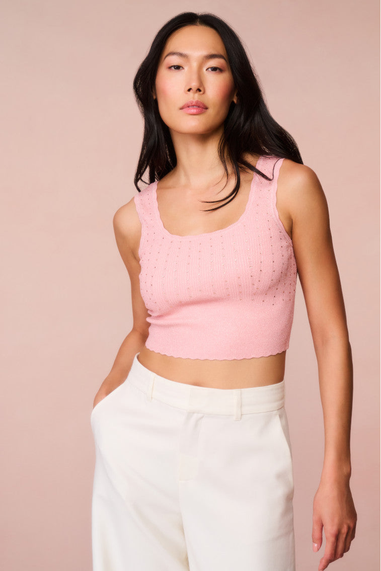 Prague Crystal Knit Tank Top for Women - Breathable Summer Sleeveless Blouse - Perfect for Casual Wear, Beach Outfits & Vacation Style