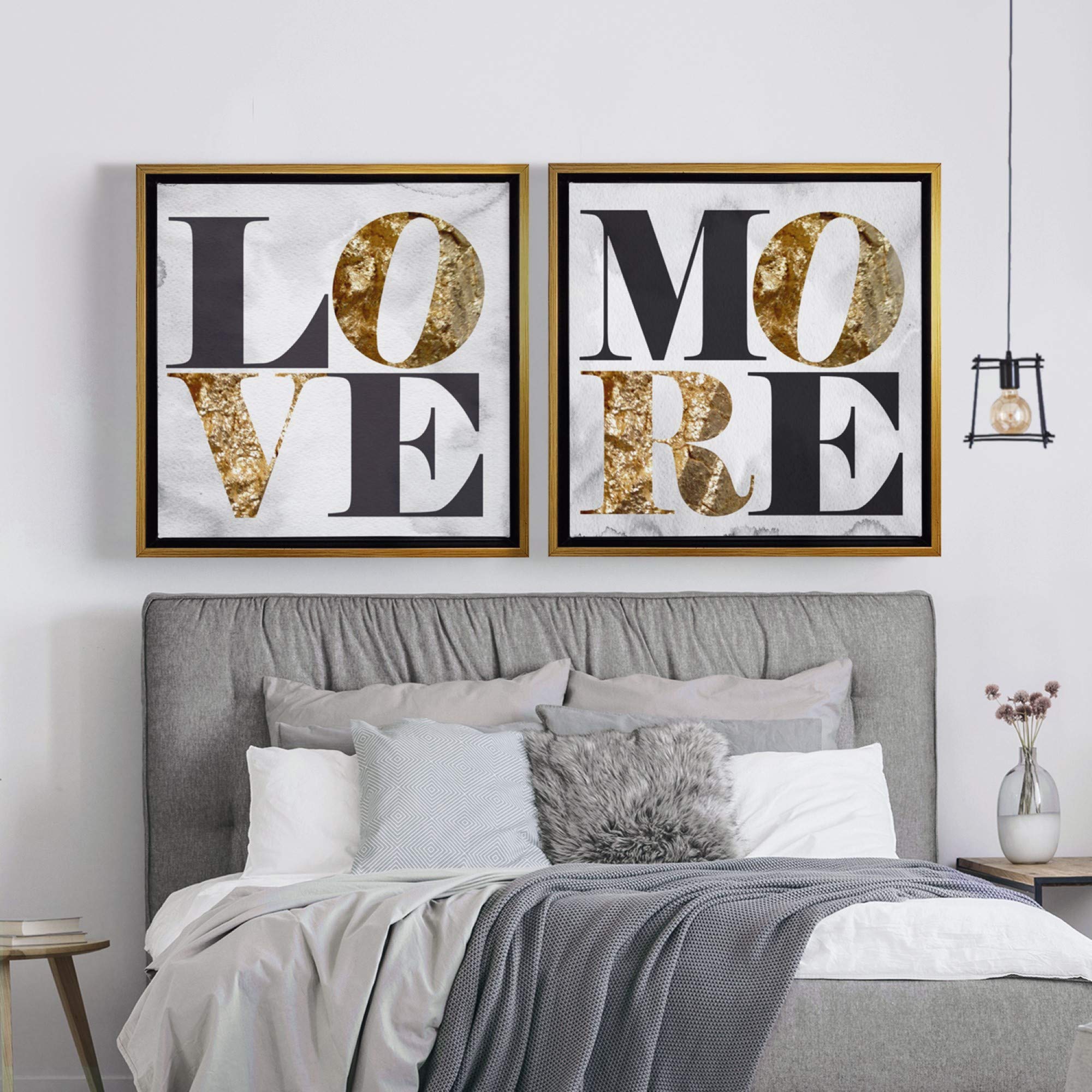 Oliver Gal 'Build Stone' Love Quote Framed Canvas Wall Art - 30x30 Inches, Typography Home Decor for Living Room, Bedroom & Office