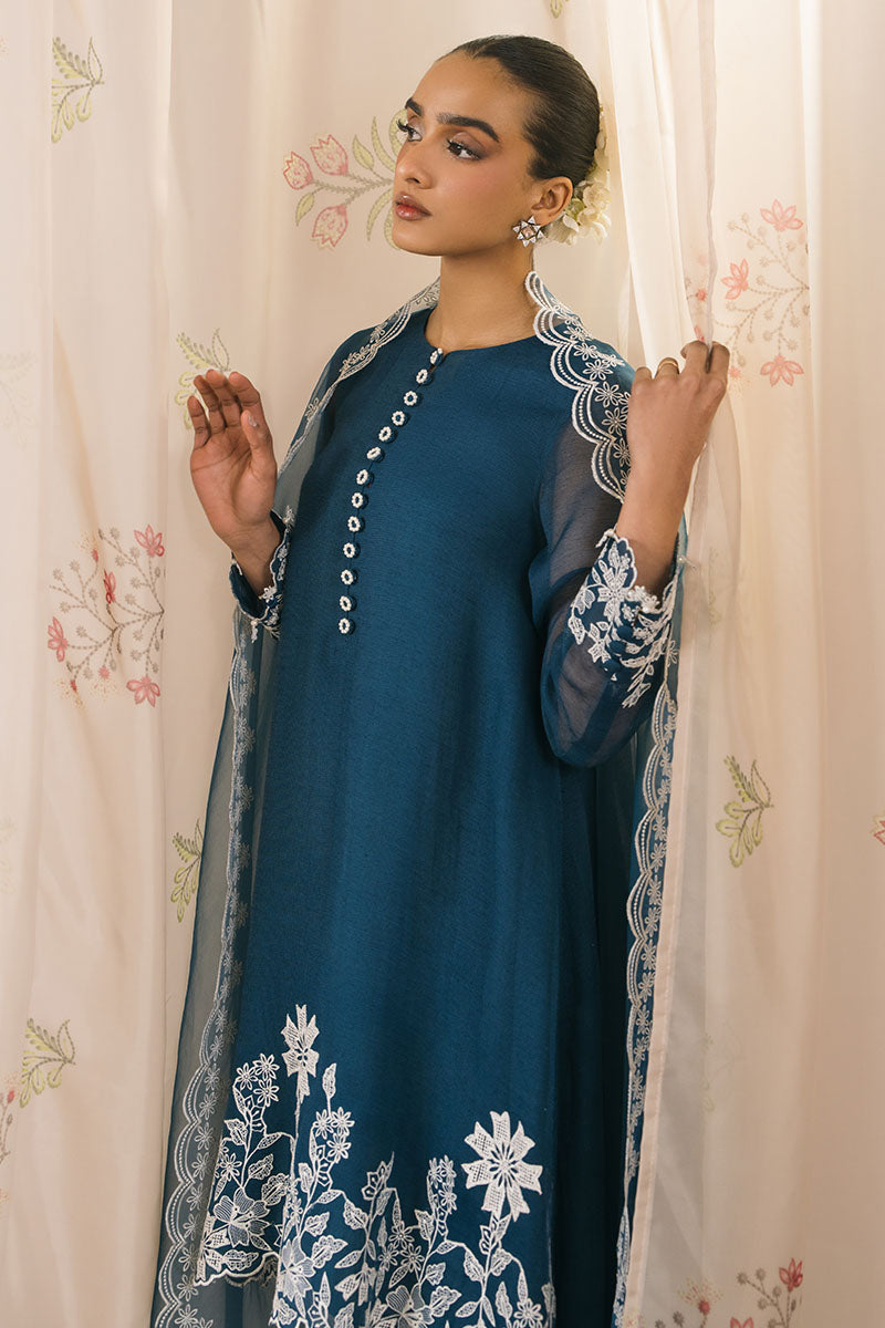 Stylish CERULEAN 2-Piece Set (Embroidered Shirt & Dupatta) for Women - Perfect for Festivals, Weddings & Special Occasions