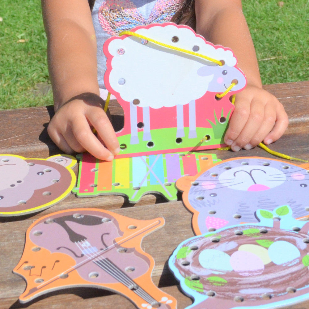 Buddy & Barney Alphabet Lacing Cards - 52pc Educational Threading Set for Kids - Perfect for Preschool Learning & Fine Motor Skills Development