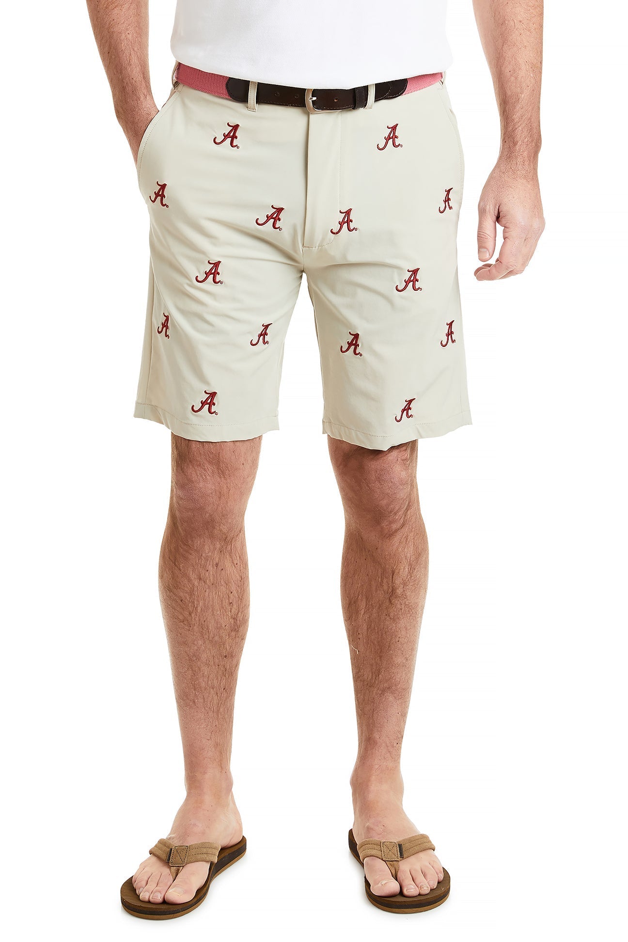 Alabama Crimson Tide Collegiate Performance Shorts for Men - Khaki Color - Comfortable Athletic Shorts for Workout, Gym, and Casual Wear