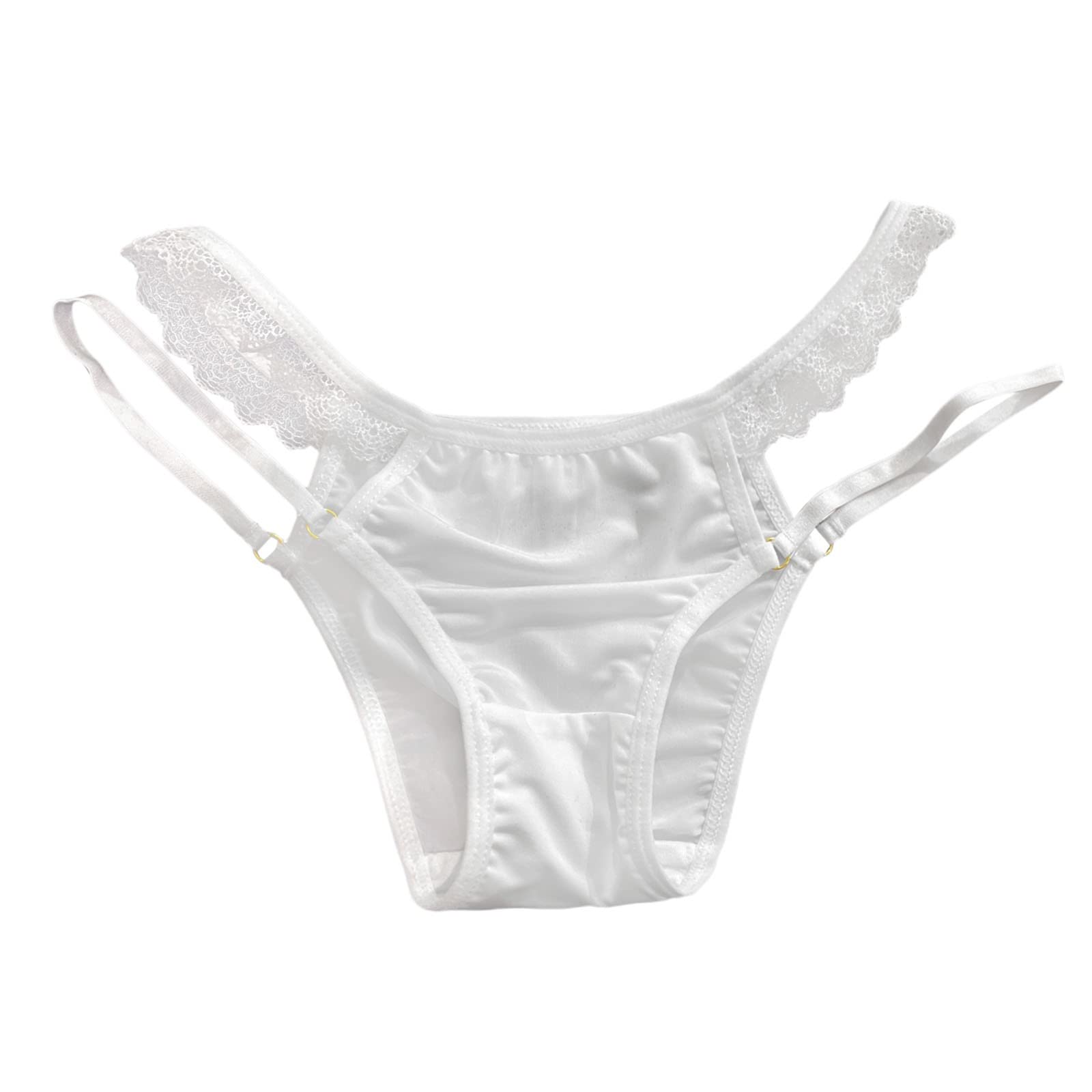 Sexy Women's Bandage Design Hollow Out Underwear - Low Waist Thong Panties with Traceless Transparent Lace for Intimate Wear & Special Occasions - White Lingerie for Date Night & Romantic Moments