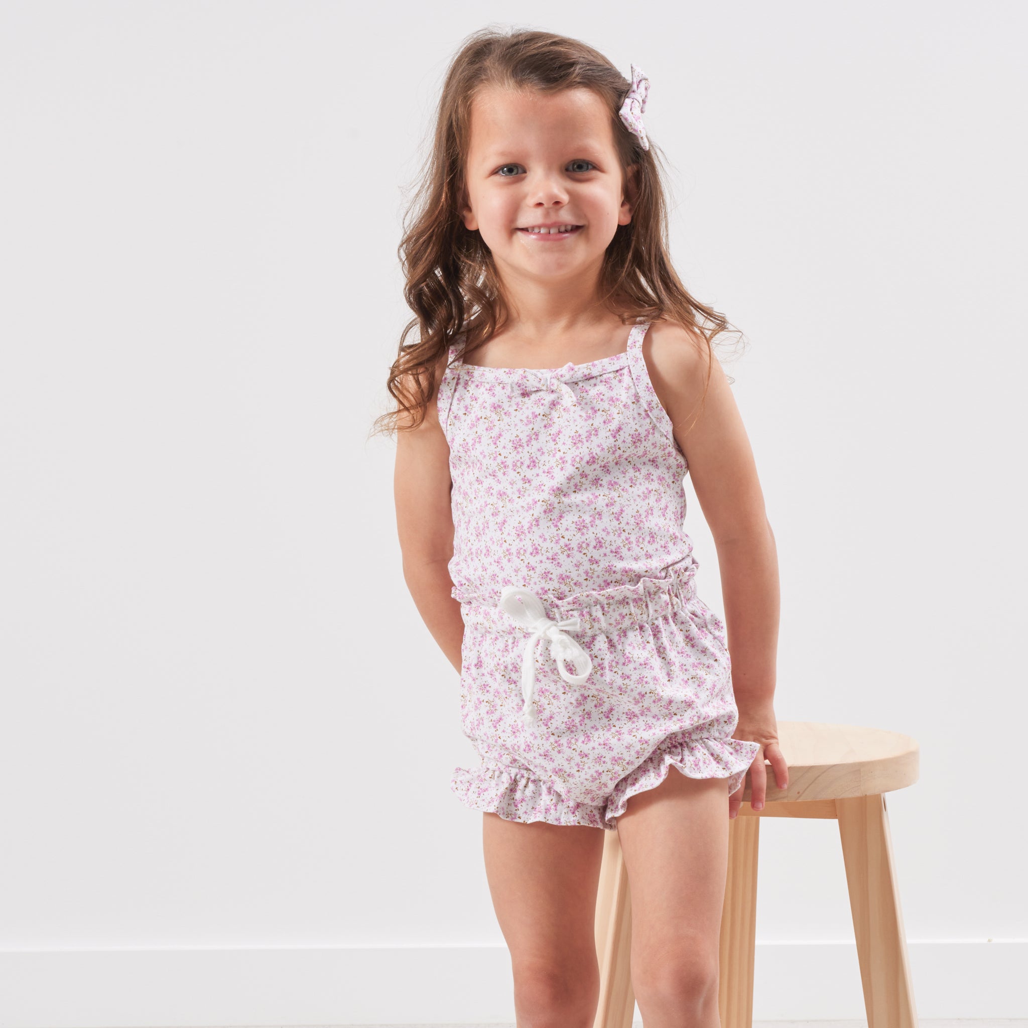 Floral Singlet & Shorties Set for Women - Soft Cotton Sleepwear & Loungewear - Myla Brand - Perfect for Relaxing at Home, Yoga, and Summer Nights