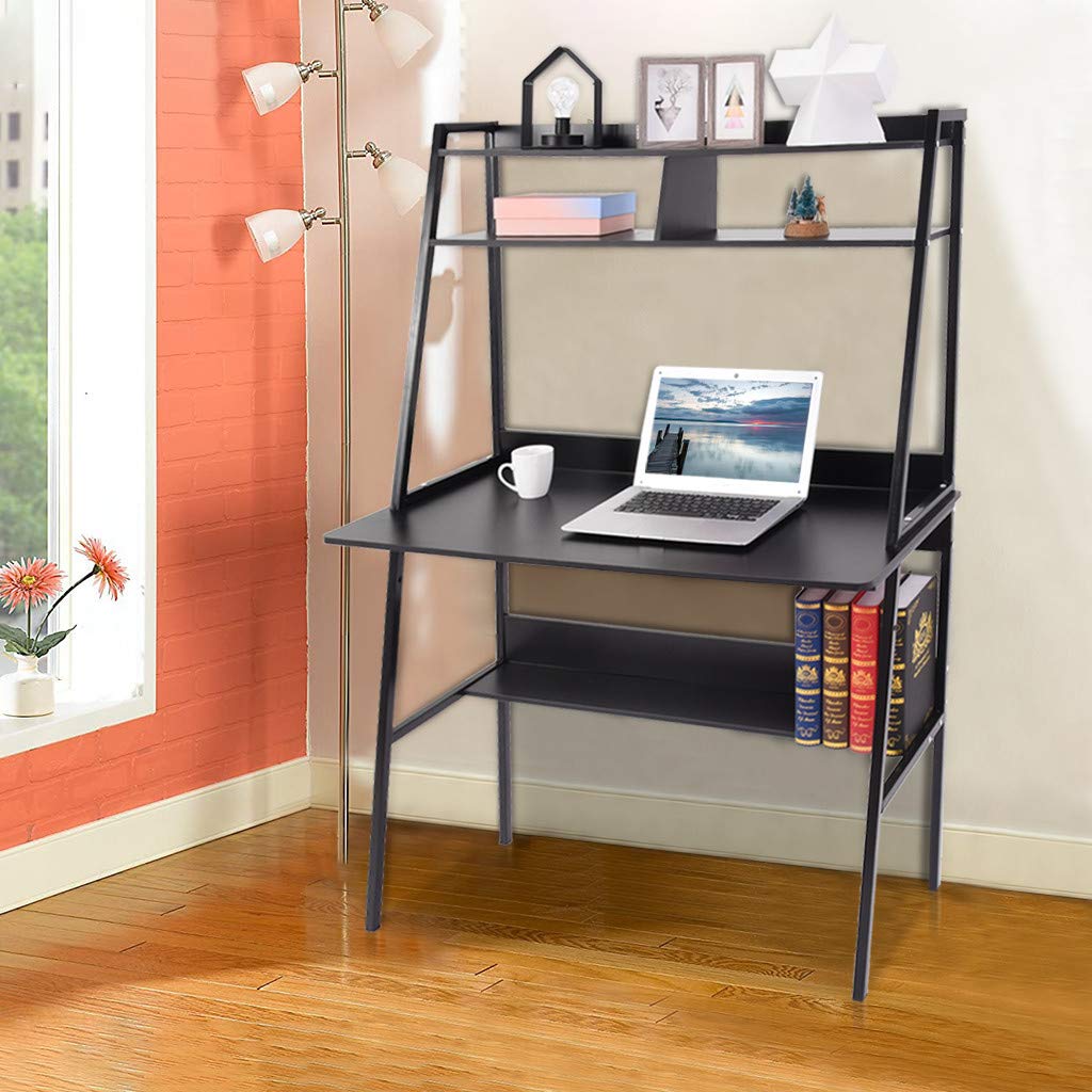 Ergonomic Computer Laptop Study Desk - Adjustable Home Office Workstation with Storage Shelves & Hutch | Space-Saving Design for Small Rooms, Remote Work & Online Learning