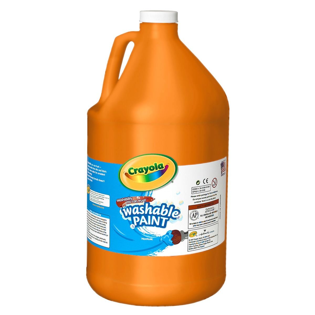 Crayola Washable Orange Paint - 1 Gallon Non-Toxic Kids Art Supplies for Classroom, Home & DIY Crafts | Perfect for School Projects, Finger Painting & Creative Activities