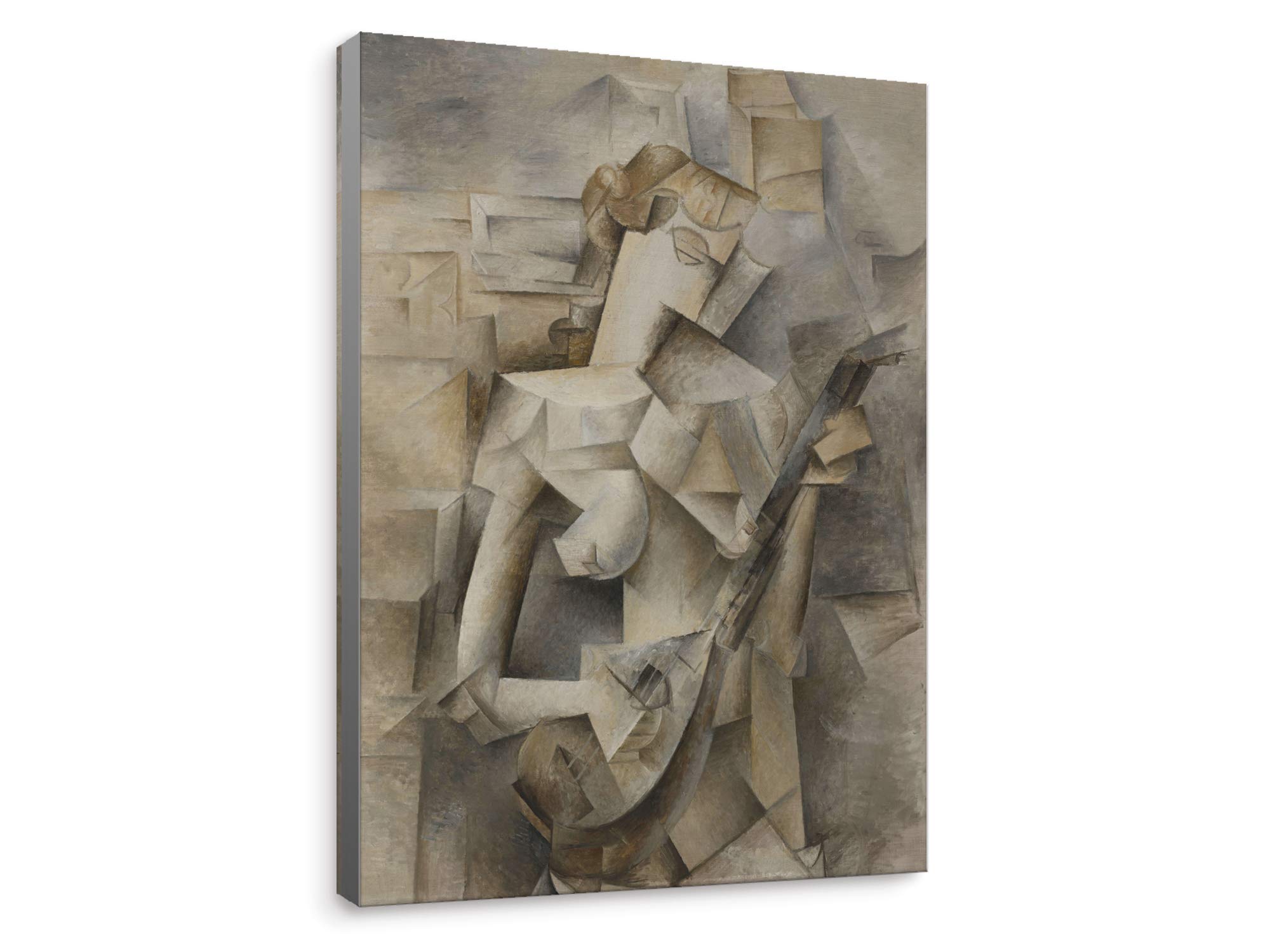 Niwo ART - Pablo Picasso Girl with a Mandolin Oil Painting Reproduction - Stretched Canvas Wall Art - Handmade Home Decor - Gallery Wrapped & Framed Ready to Hang (36x24 inches) - Perfect for Living Room, Bedroom & Office Decor