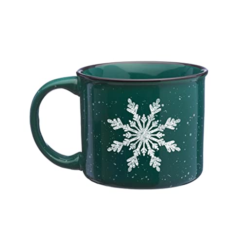 Black Lantern Speckled Ceramic Coffee Mug with Snowflake Design – Perfect Gift for Women and Men, Ideal for Home, Office, or Holiday Use