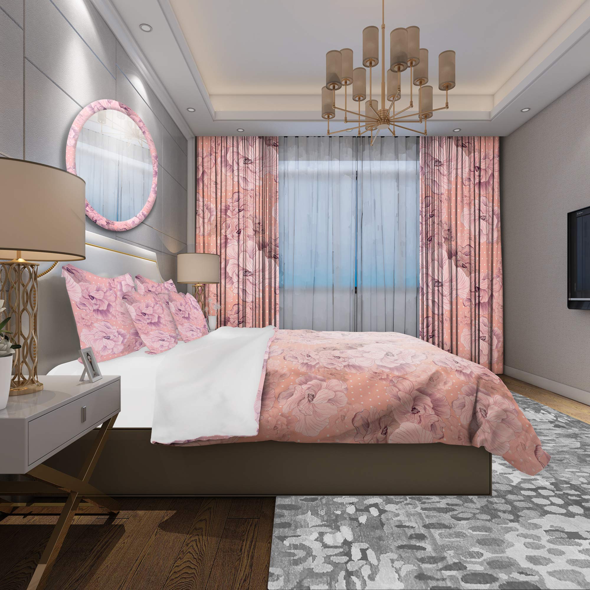 DesignQ 3-Piece King Size Duvet Cover Set - Ultra Soft Hypoallergenic Microfiber Bedding for All Seasons - Pink Floral Bohemian Style - Machine Washable | Perfect for Master Bedroom, Guest Room & Bohemian Home Decor