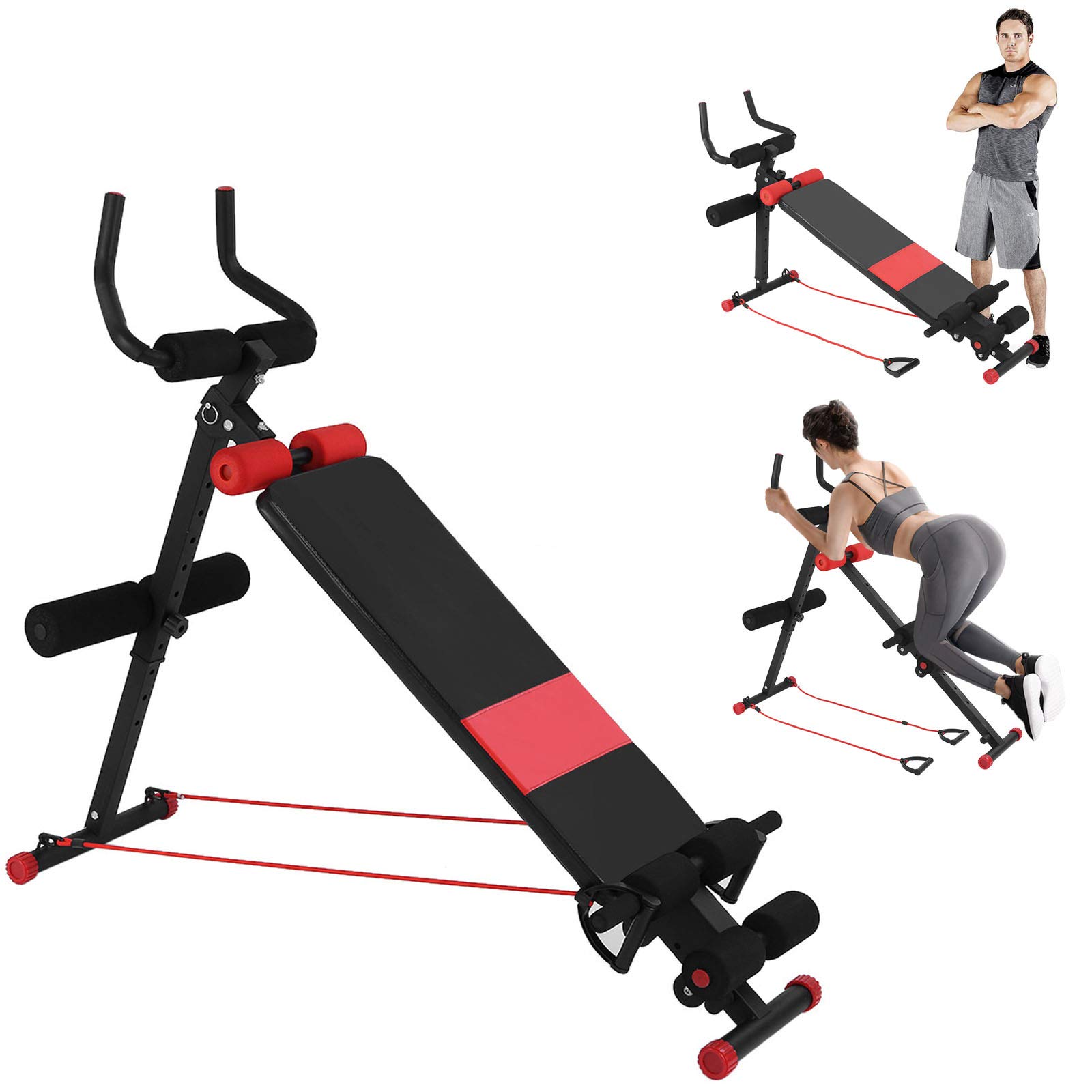 Qianglin 4-in-1 Abdominal Trainer - Adjustable Roman Chair for Core Strength Training, Foldable Sit-Up Bench with 330 LB Capacity - Perfect for Home Gym Workouts & Full-Body Exercises