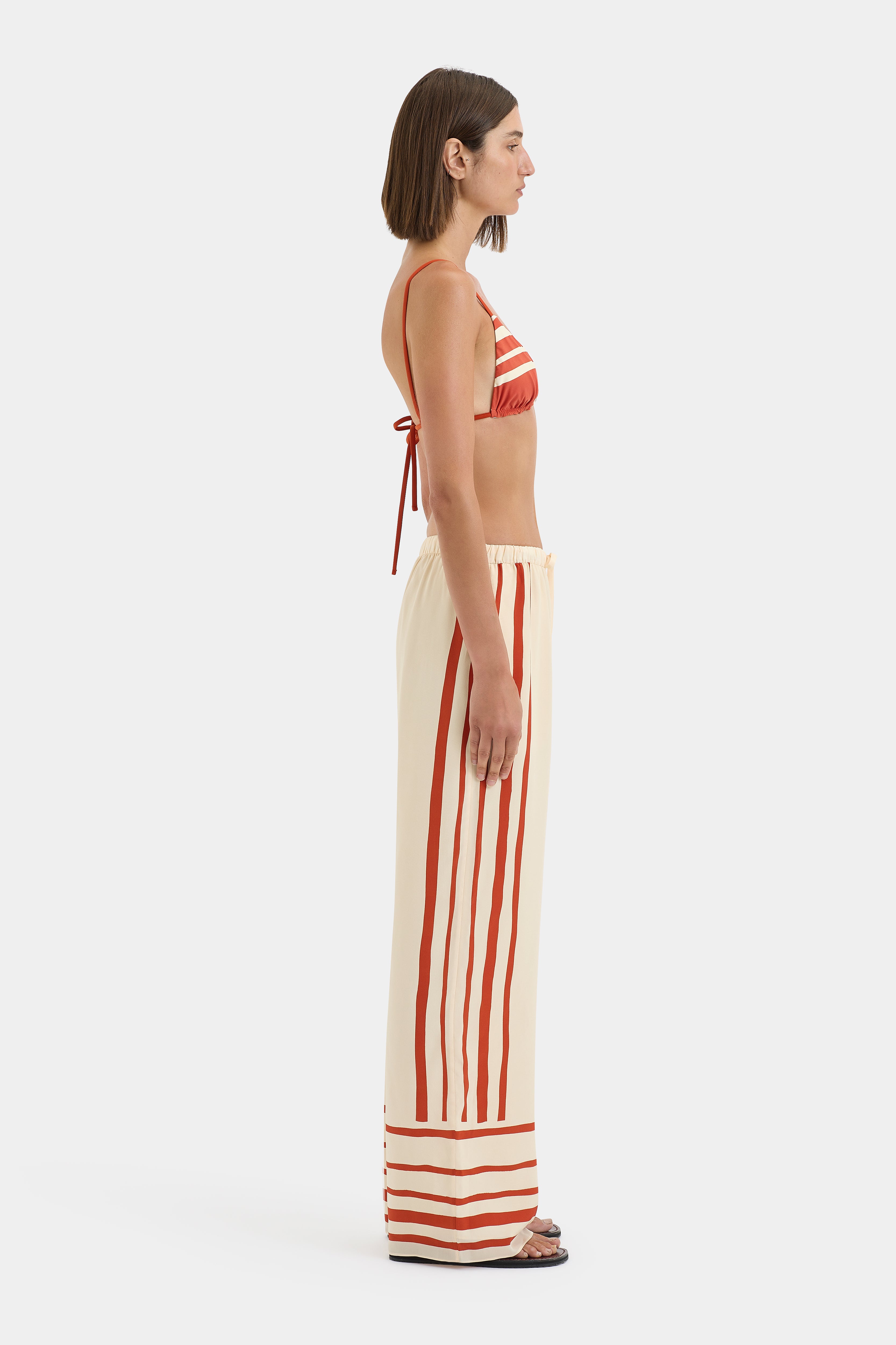 Calla Pant Hibiscus Stripe Floral Print Women's Pants - Perfect for Casual Wear, Summer Outfits, and Beach Vacations